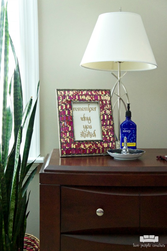 Simple nightstand decor in this master bedroom tour