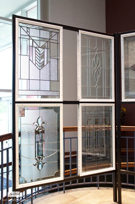Shopping for a new front door? Head to your local showroom to browse options, like decorative glass inserts, in person. 