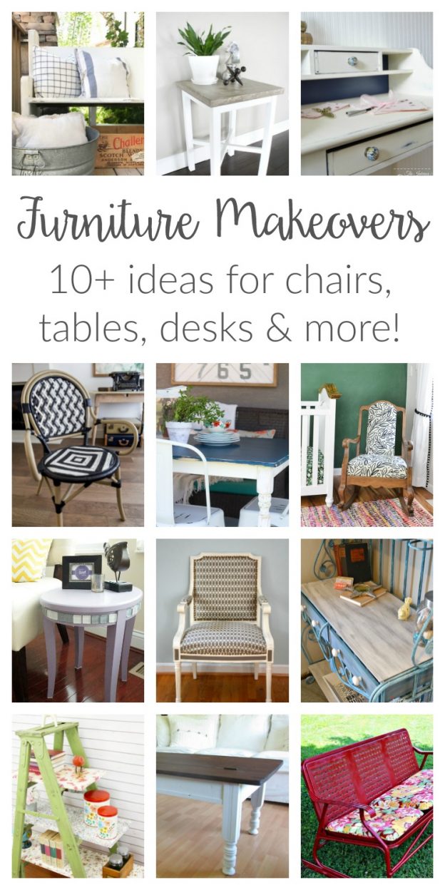 Furniture Makeover Ideas for thrift store and vintage chairs, desks, tables and more. Grab a paintbrush and get inspired by amazing before and after DIYs!