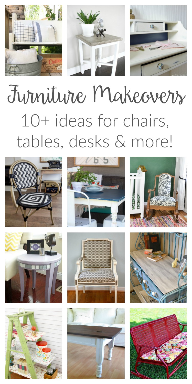 Furniture Makeover Ideas for thrift store and vintage chairs, desks, tables and more. Grab a paintbrush and get inspired by amazing before and after DIYs!