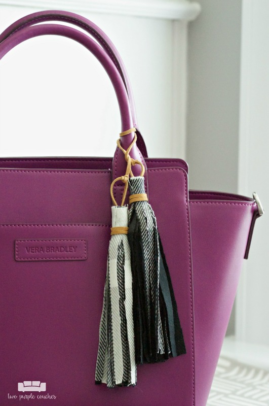 Add a dash of style to your favorite handbag with a DIY fabric tassel charm.