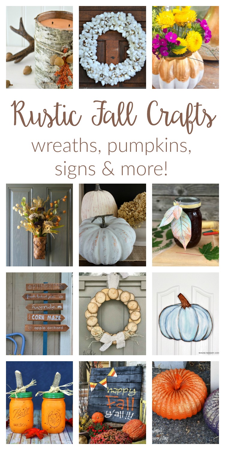 Fall crafts and rustic DIY ideas for the home. From wreaths to pumpkins to leaves, these simple and inexpensive ideas are fun and easy to make.