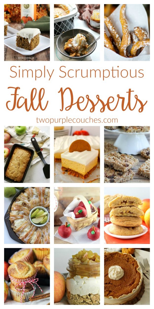 Easy Fall Desserts Recipes. Whether you love apple or pumpkin, check out these delicious ideas - from no bake cheesecake to crockpot cakes and more.