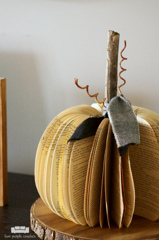 Decorating the entry for Fall - pumpkin made from a book!