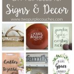Fall signs and DIY decor ideas. These rustic wooden and painted signs are perfect to display through Thanksgiving. Great for hostess gifts, too!