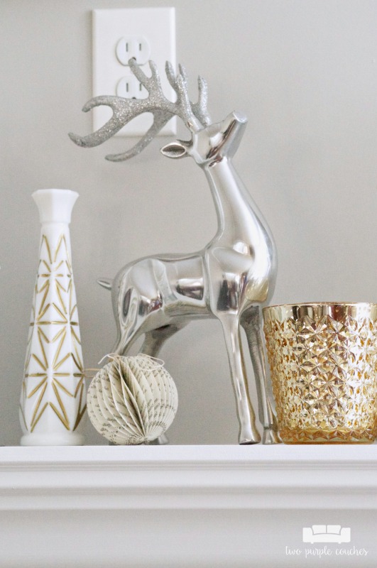 Glam metallic and modern Christmas mantel ideas.