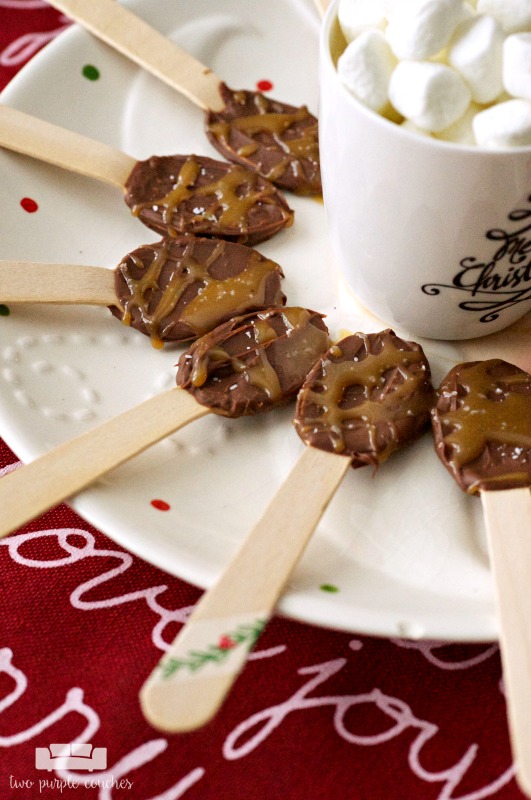 Chocolate Coffee Spoons with Salted Caramel Drizzle - oh my gosh these look amazing!