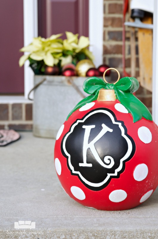 Add a festive monogrammed ornament to your holiday porch!