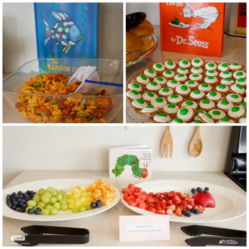 Love this food spread from my book themed baby shower!