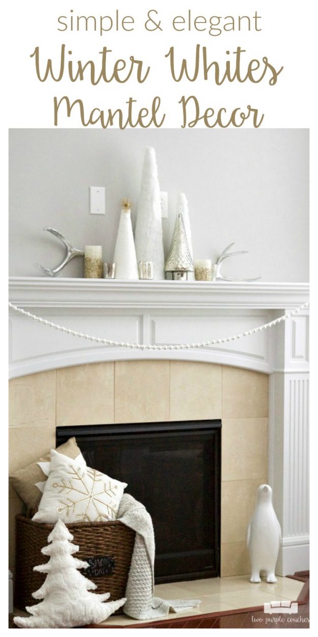 Transition your decor out of holiday mode with an elegant winter white mantel. Simple white trees paired with mercury glass create this beautiful style.