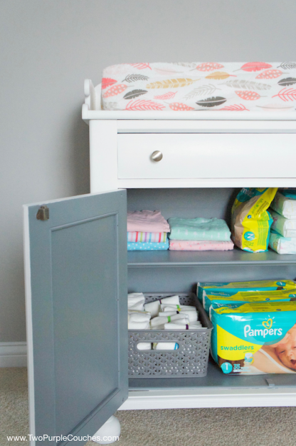 DIY Furniture Makeover - update an old cabinet with paint and turn it into a changing table!