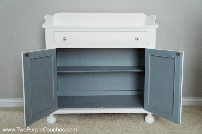 Unique DIY painted furniture - two-toned changing table for a nursery