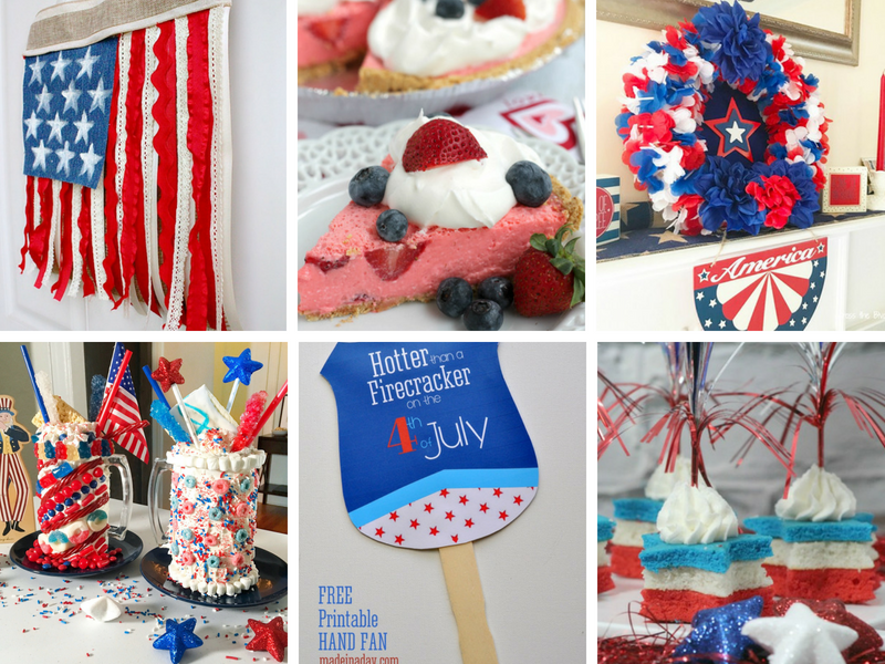 Patriotic Crafts and red white and blue decorations for 4th of July parties