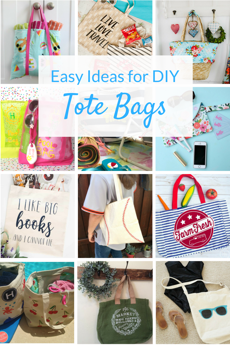DIY tote bag ideas you’ll love! Check out these tutorials for easy canvas totes you can personalize with paint, vinyl and more! Perfect for summertime!