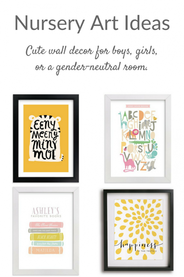 Nursery artwork and wall decor ideas. From animals to the alphabet, these cute, modern paintings and prints can grow with your child from baby to big kid.