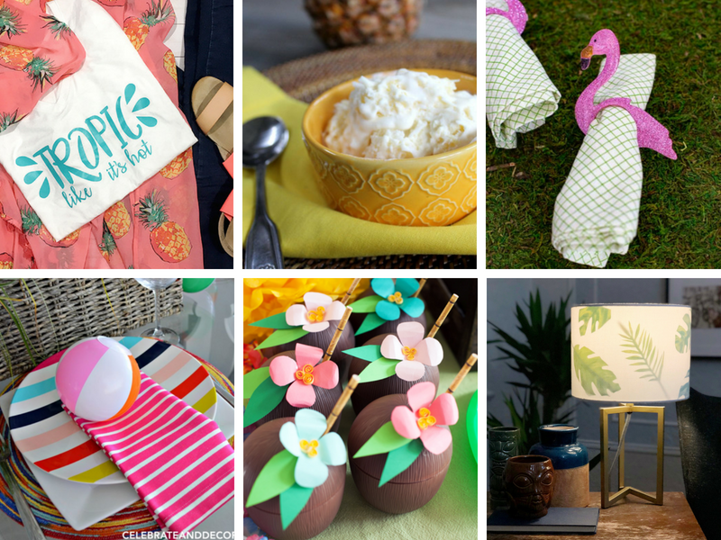 tropical party decorations, tablescapes and treats