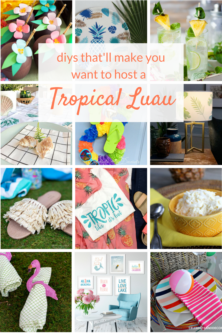 Tropical party decorations and ideas. Get inspired to host a tropical Hawaiian style luau with these DIY party ideas and delicious treats!