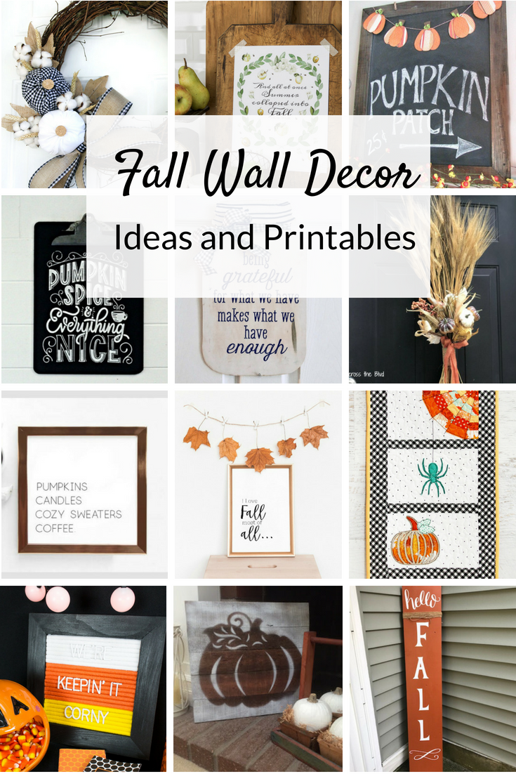 Fall wall decor, rustic wood signs, wreaths and farmhouse style printables. Deck your walls for Fall with these simple DIY ideas!