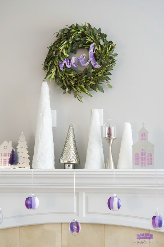 Silver and White Modern Christmas mantel decorating