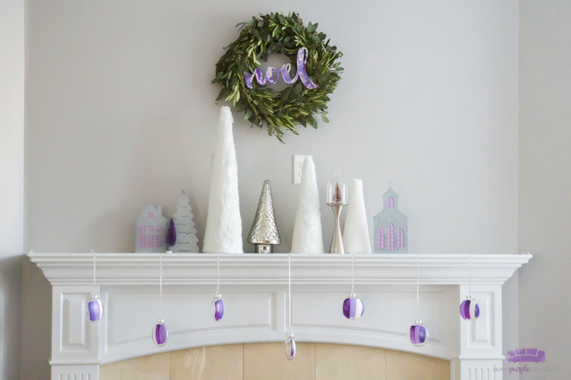 Simple Modern Christmas Mantel - elegant white and silver decorations