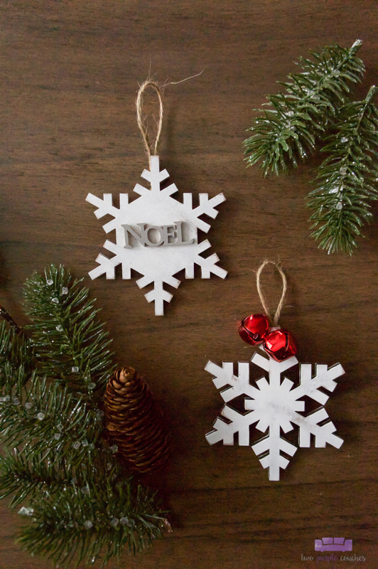 Rustic Painted Wooden Snowflake Ornaments