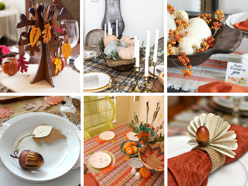 Thanksgiving Tablescapes Ideas - DIY napkin rings, place cards and more. Simple, easy ideas on a budget