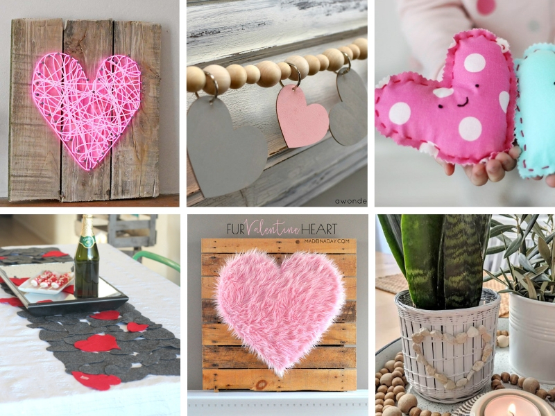 small collage of heart crafts ideas