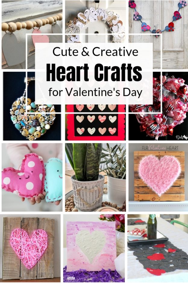collage of heart crafts for Valentine's Day