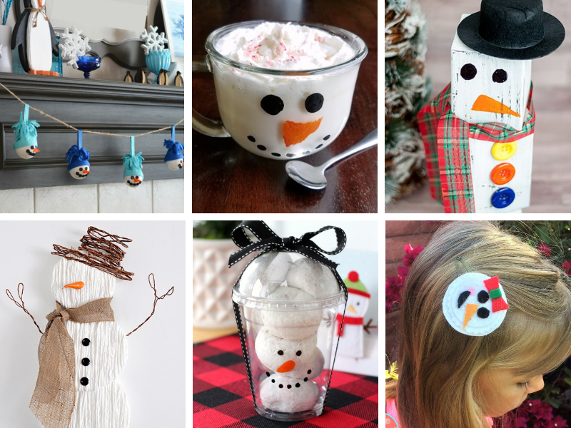 small collage of snowman crafts
