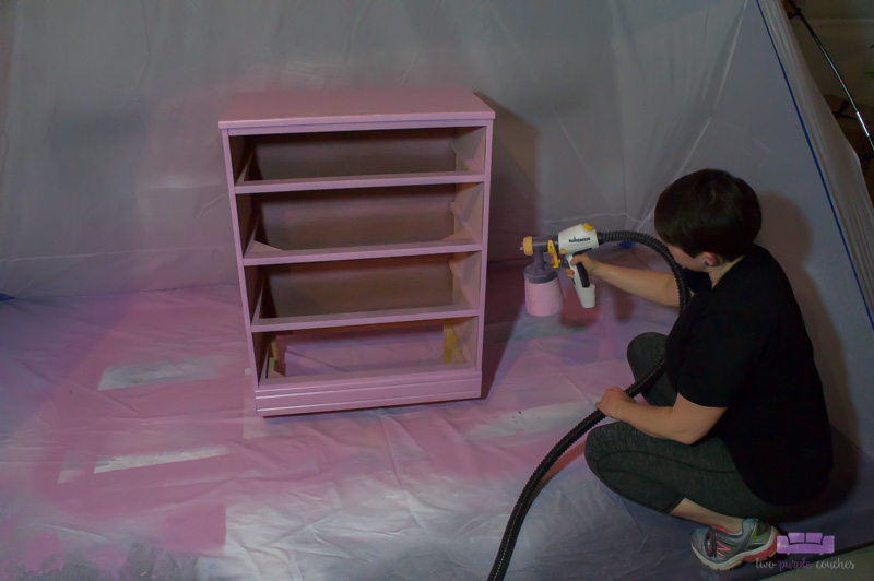 Painting dresser with paint sprayer