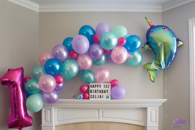 narwhal birthday balloon garland
