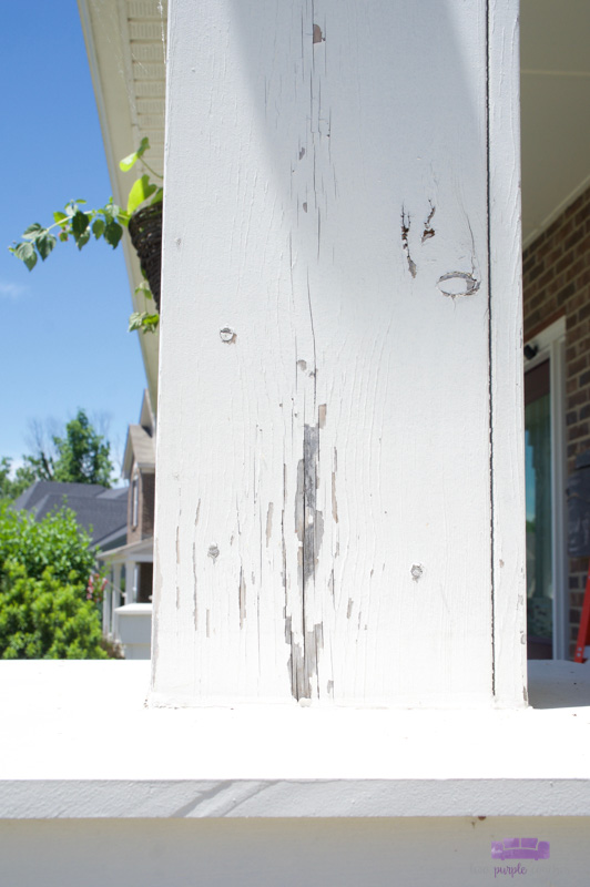 peeling paint on porch column