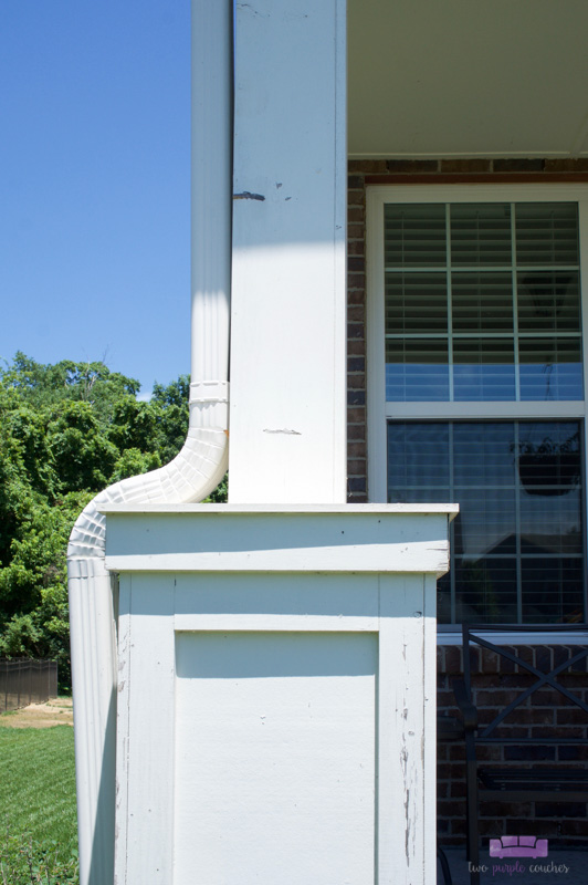 chipped paint on porch column