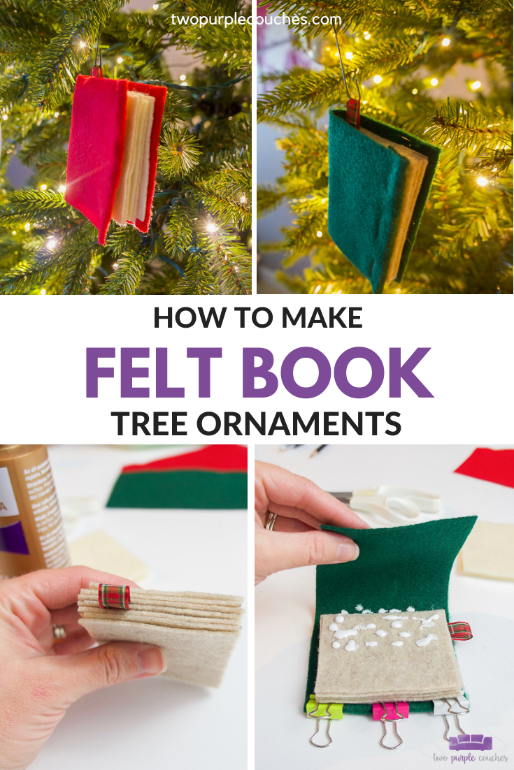 felt book ornaments pin collage