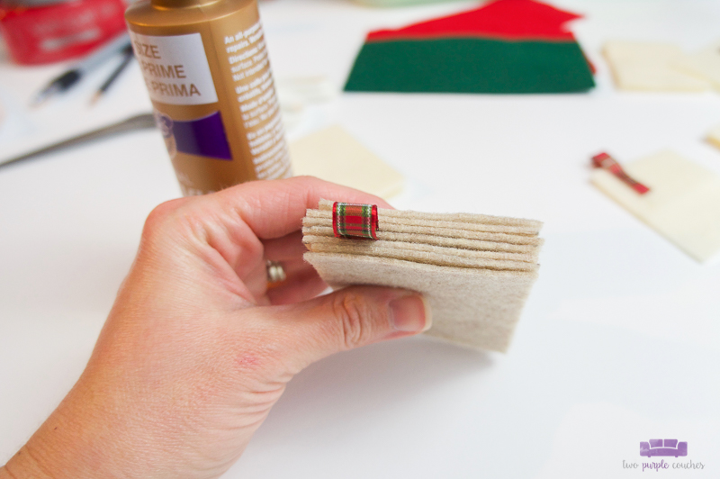 step two felt book ornaments add pages